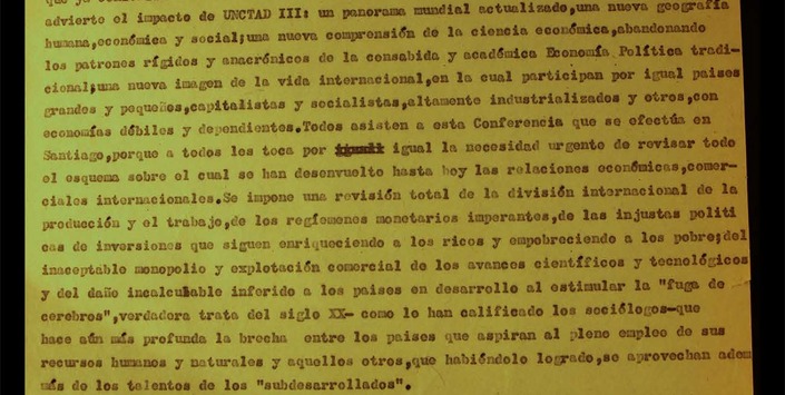Discurso de Olga Poblete  ¿Qué dejará la UNCTAD III a los chilenos? 1972.