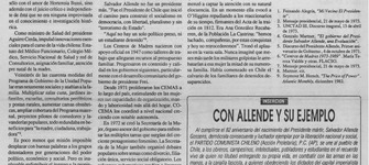 Recorte de prensa. Punto Final. "En el gobierno de Allende: el privilegio de ser Mujer". 1990.