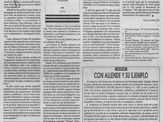 Recorte de prensa. Punto Final. "En el gobierno de Allende: el privilegio de ser Mujer". 1990.