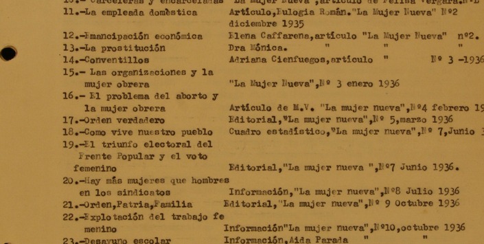 Síntesis de textos del MEMCH. 1982. Fondo Elena Caffarena. Archivo Mujeres y Géneros.